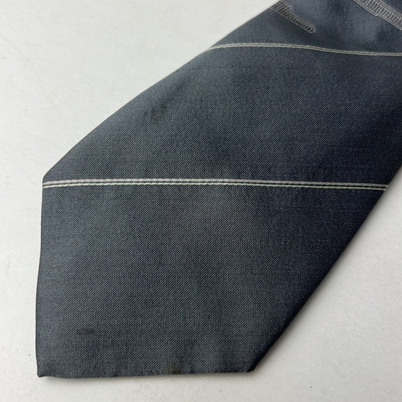 Royal Botanic Gardens Necktie Grey Striped All Silk Weft Made in England - Picture 5 of 9